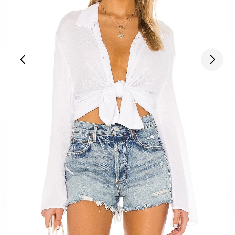 nwt LOVERS + FRIENDS Whitney Beach Shirt in Coconut White